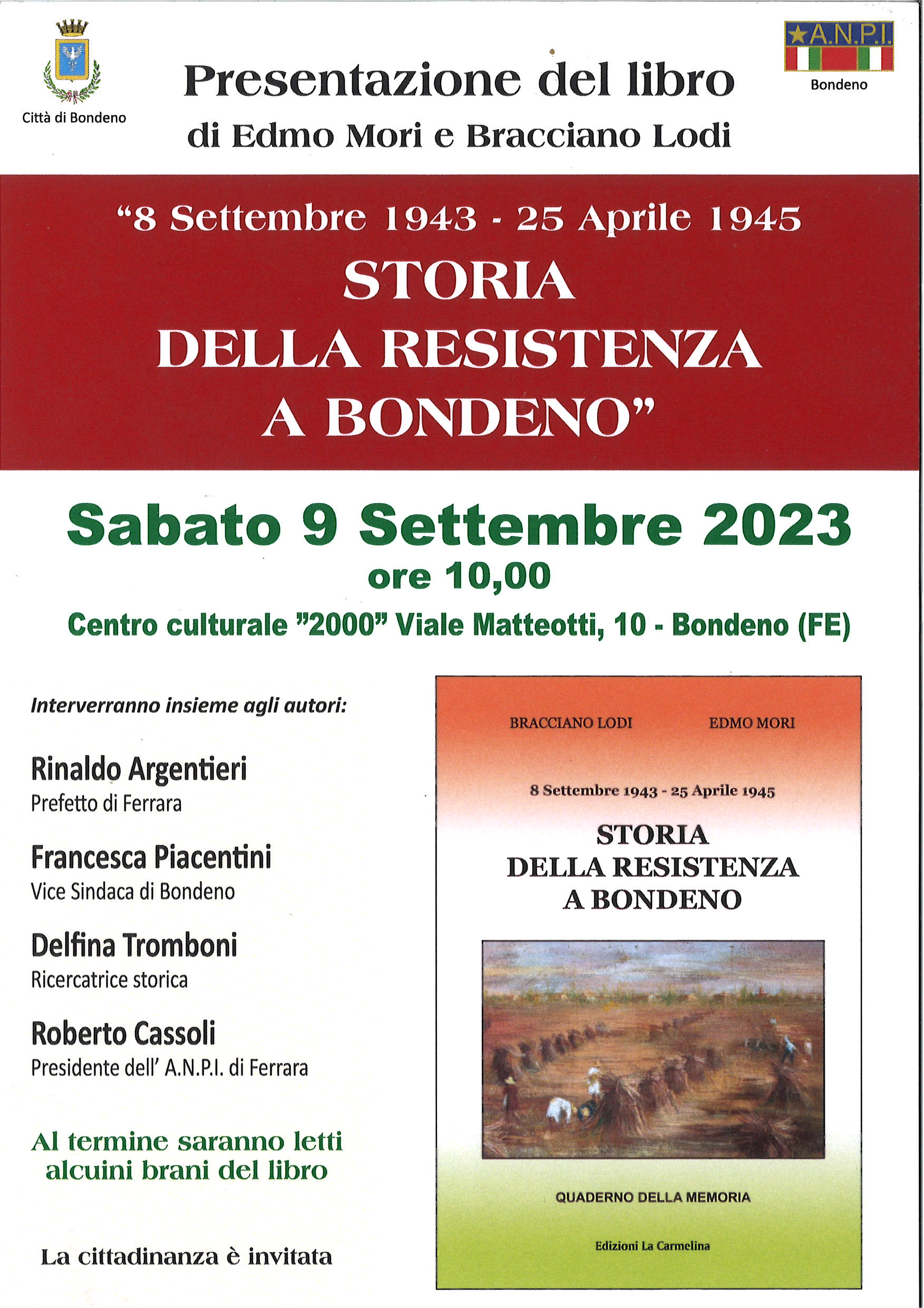 Presentazione libro Storia della resistenza a Bondeno